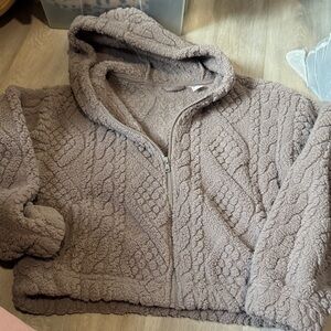 Gilly Hicks Soft Gray purple Sherpa Jacket size medium